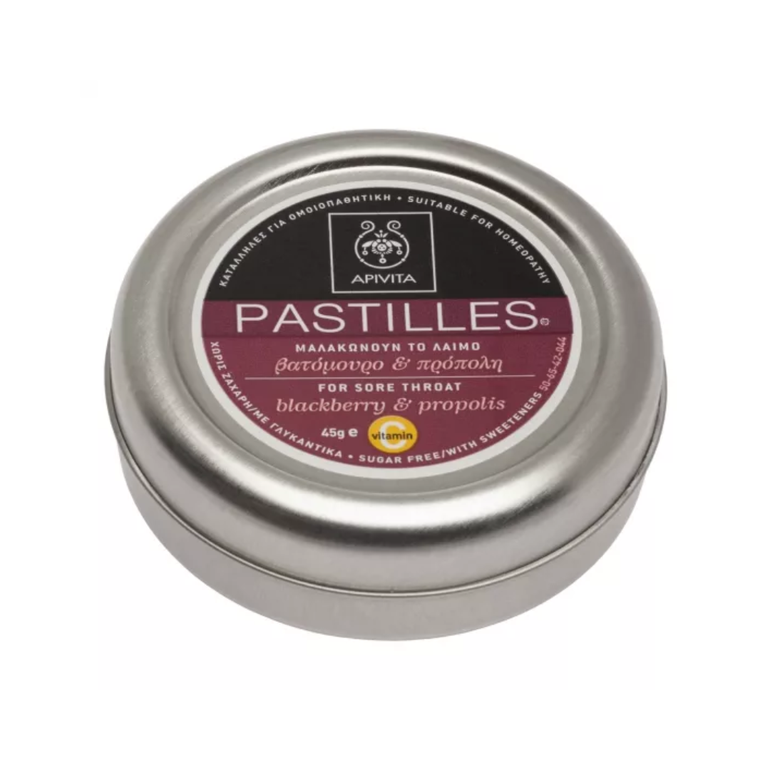 Apivita Pastilles For Sore Throat Blackberry & Propolis 45g