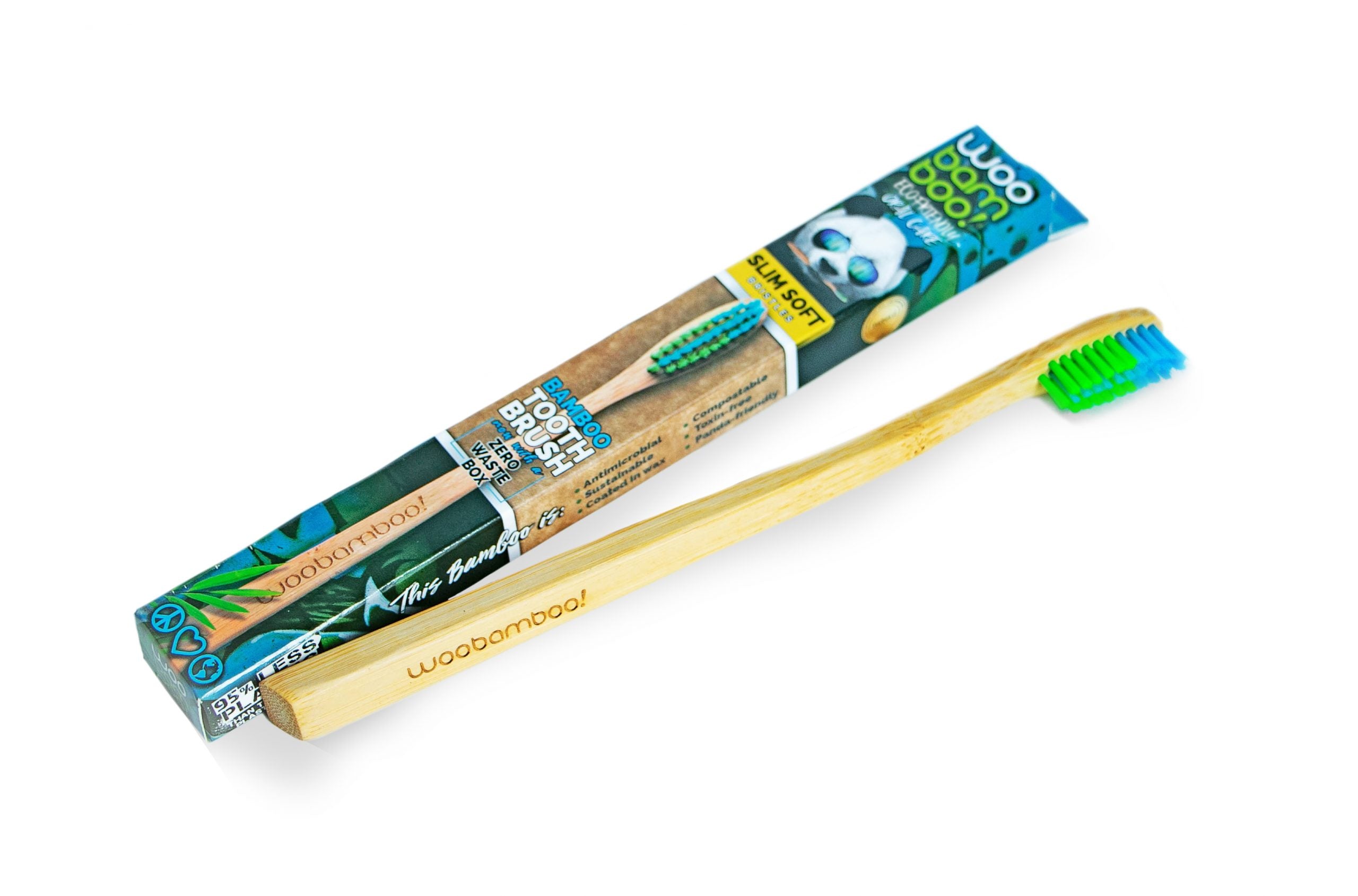 WooBamboo Adult Toothbrush Slim Handle Zero Waste Packaging