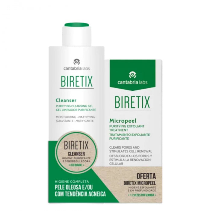 Biretix Cleanser Gel de Limpeza Purificante 200ml + Micropeel Esfoliante Purificante 50ml