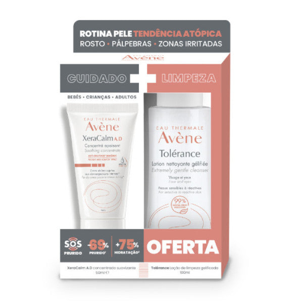 Avène Pack XeraCalm A.D Concentrado Suavizante 50 ml Oferta Tolérance Loção de Limpeza 100 ml