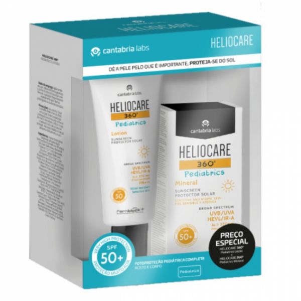 Heliocare Pack Promocional: Heliocare 360º Loção Pediátrica SPF50 200ml + Heliocare 360º Mineral Pediátrico SPF50+ 50ml