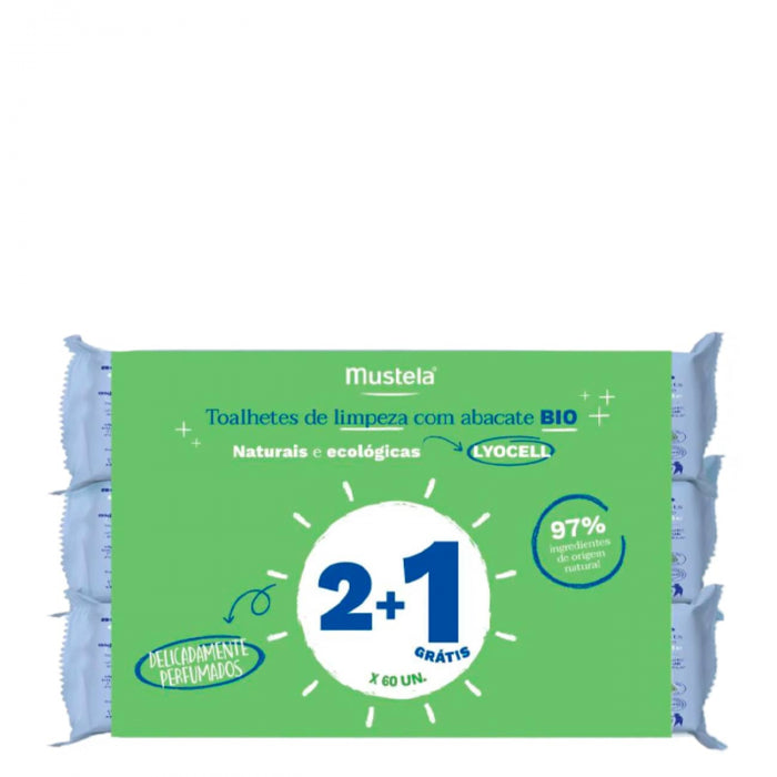 Mustela Avocato Cleansing Wipes 60un (2+1 OFFER)