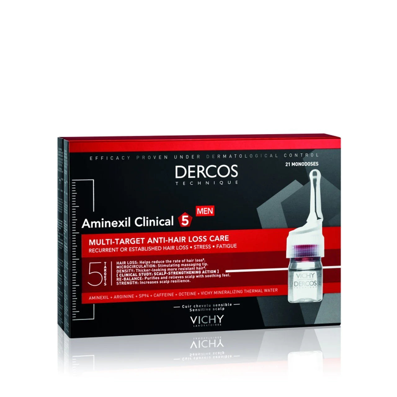 Vichy Dercos Technique Aminexil Clinical 5 Targets Men Ampoules x21