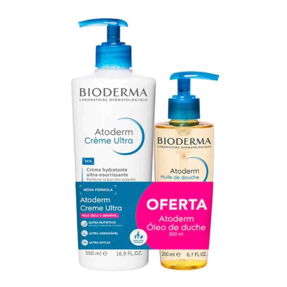 Bioderma Promo Pack: Bioderma Atoderm Nourishing Cream 500ml + Shower Oil 200ml
