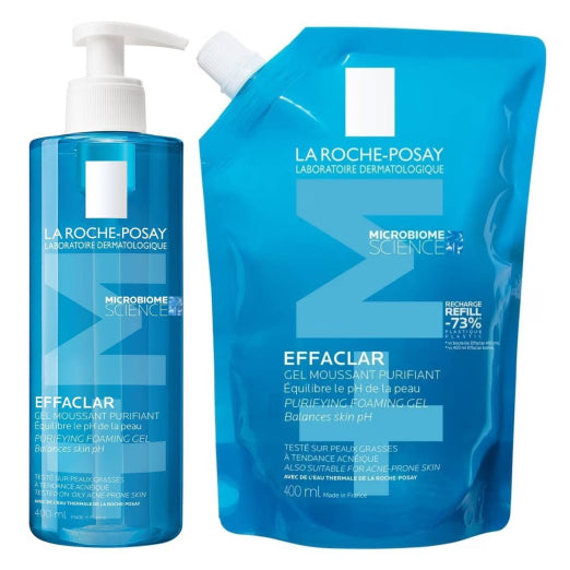 La Roche-Posay Effaclar +M Purifying Foaming Gel 400ml +  Refill 400ml