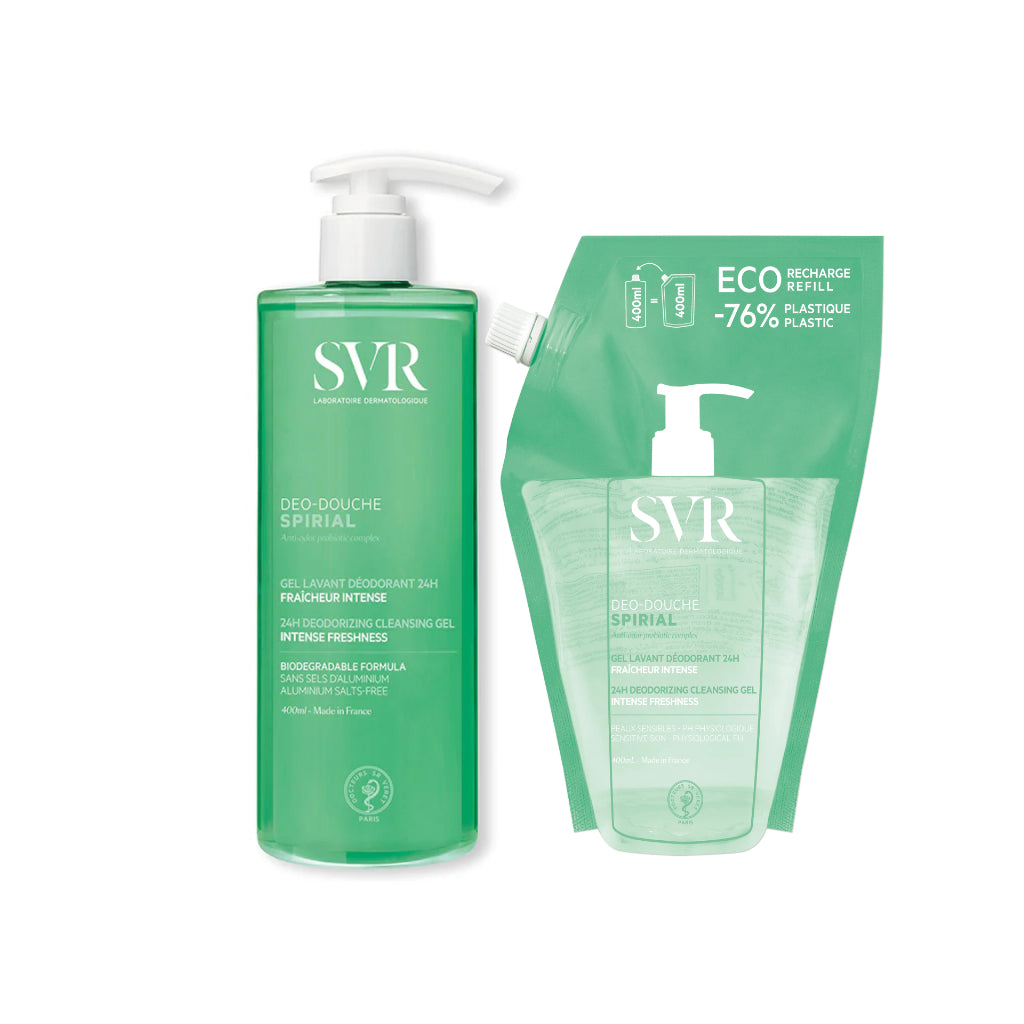 SVR Spirial Deo-Douche Deodorizing Cleansing Gel 400ml + Refill 400ml