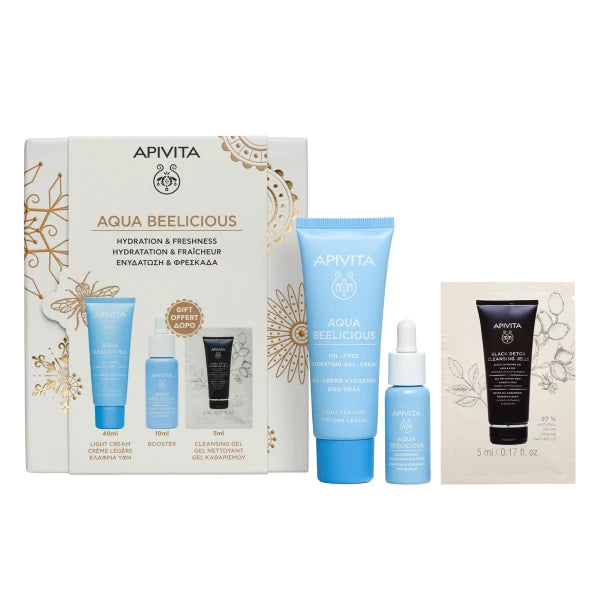 Apivita Aqua Bee Gel Cream + Offer Booster 10ml + Cleansing Gel 5ml