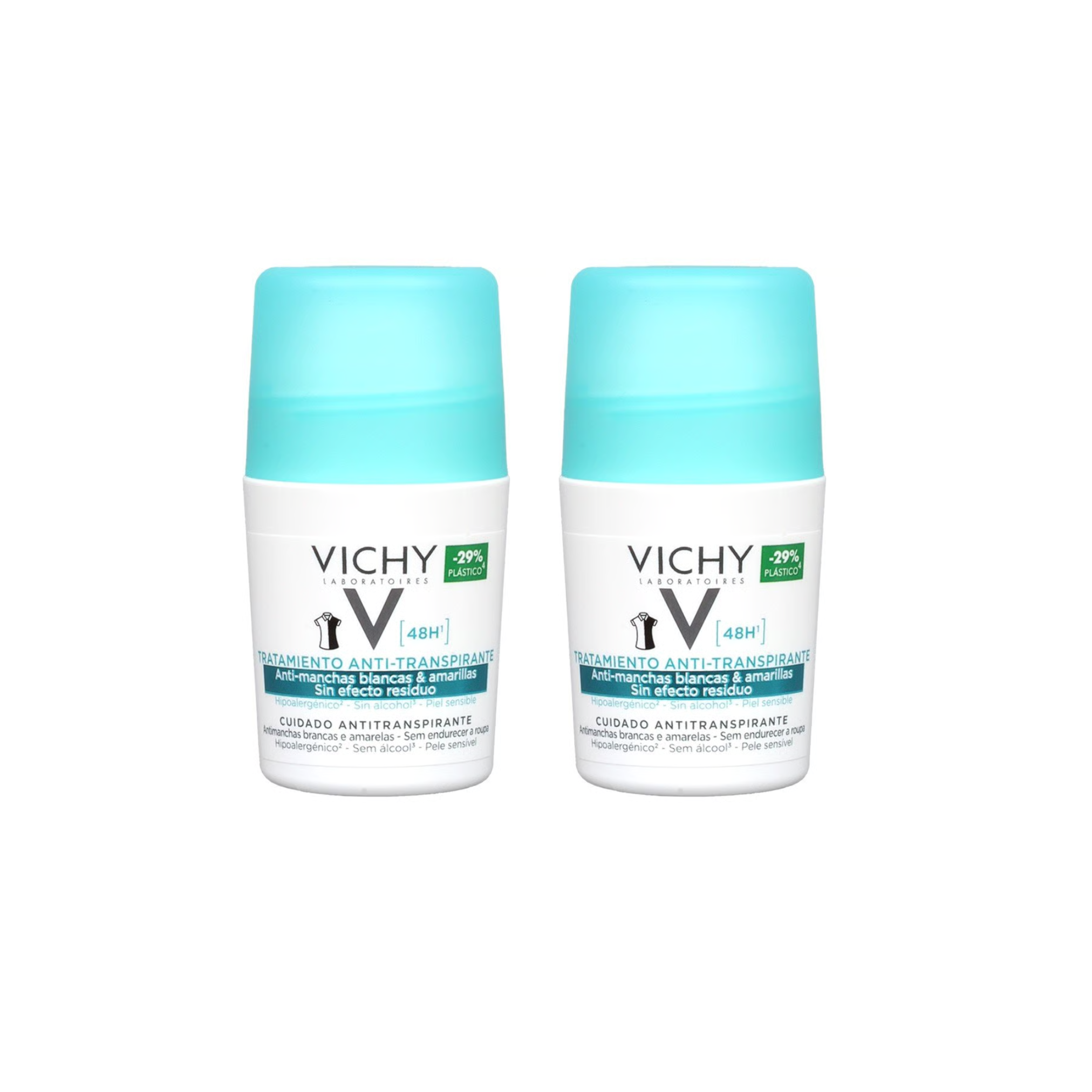 Vichy Deo Roll‑On Antimanchas 48h 2x50ml