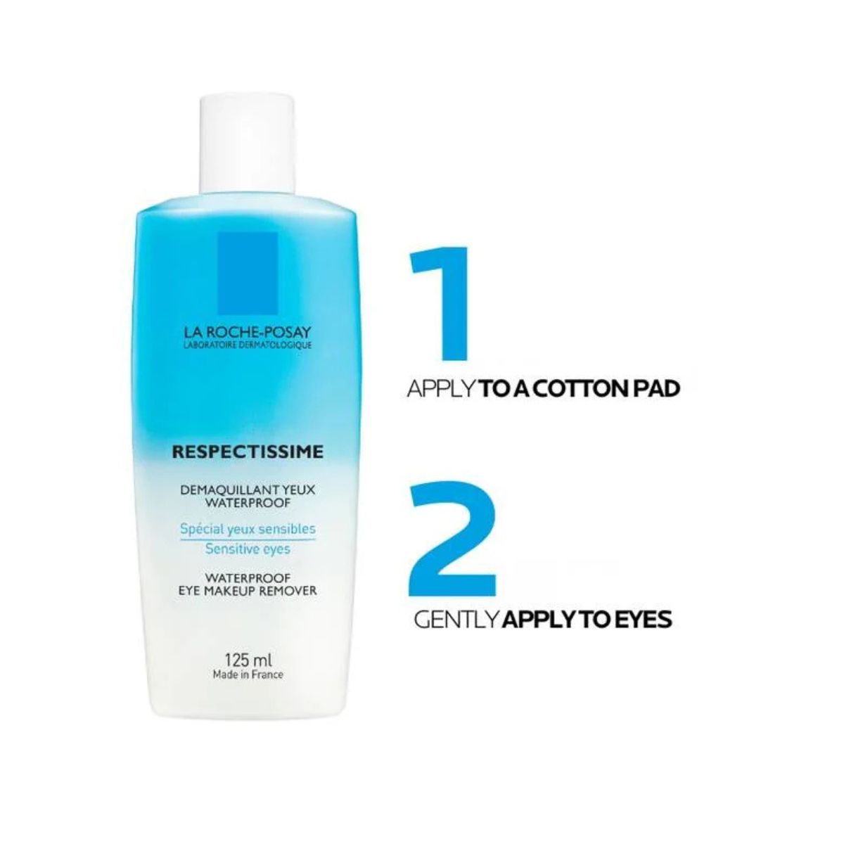 La Roche-Posay Respectissime Waterproof Eye Makeup Remover 125ml how to apply