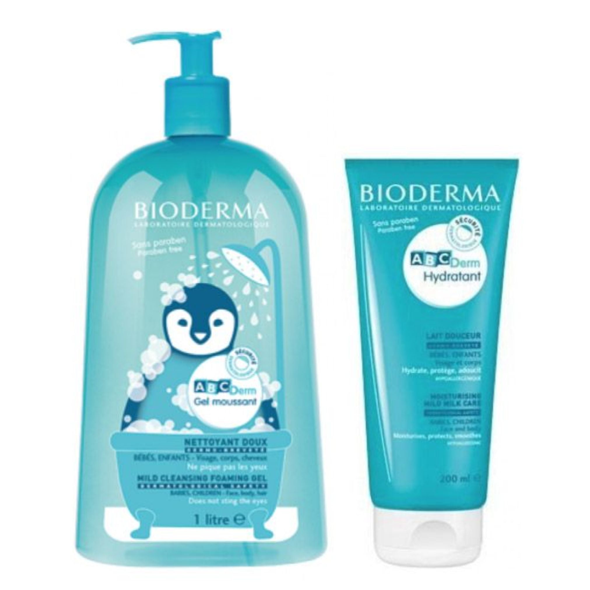 Bioderma Promo Pack: Bioderma ACBDerm Gel Moussant 1L + Bioderma ABCDerm Moisturising Mild Milk Care 200ml
