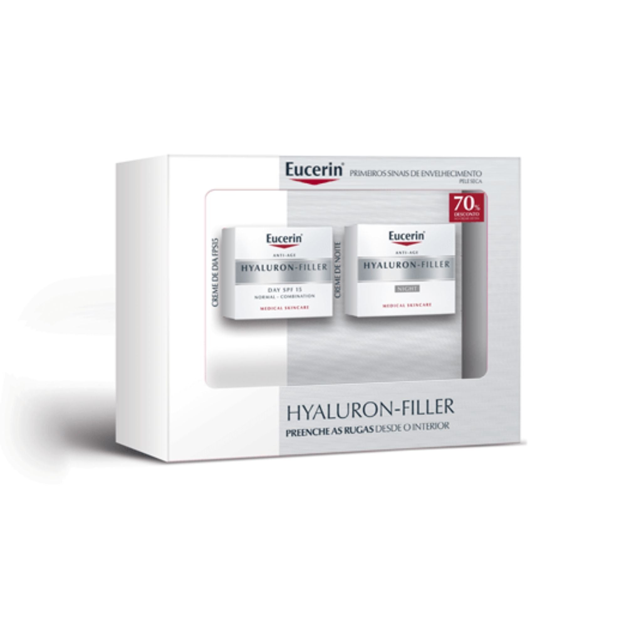 Eucerin Promo Pack: Eucerin Hyaluron-Filler Day Cream SPF15 50ml + Eucerin Hyaluron-Filler Night Cream 50ml for Normal to Combination Skin