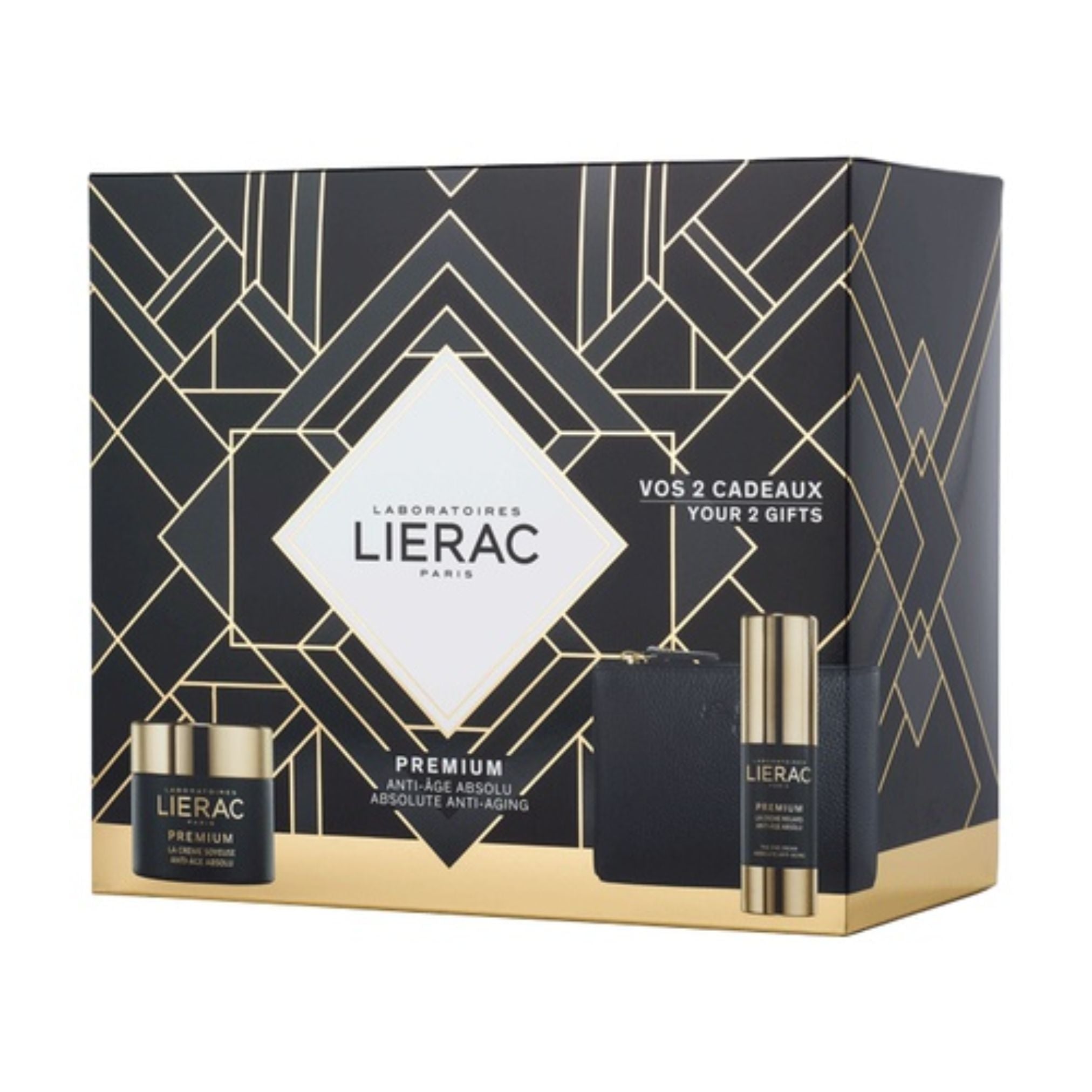 Lierac Promo Pack:Lierac Premium Absolute Anti-Aging Silky (Lierac Premium The Silky Cream Night & Day 50ml + Lierac Premium The Eye Cream Absolute Anti-Aging 15ml + Pouch "Rue Des Fleurs-Monaco”)