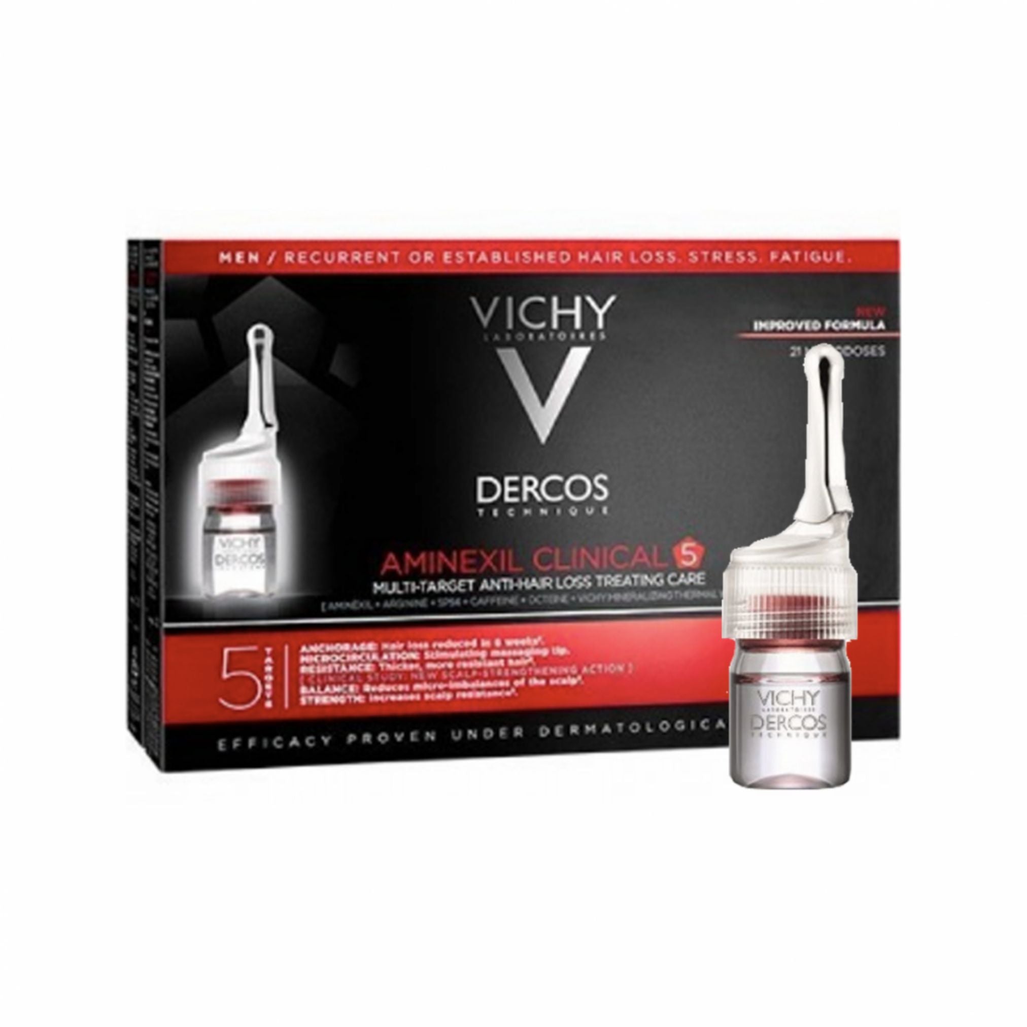 Vichy Dercos Technique Aminexil Clinical 5 Targets Men Ampoules x12