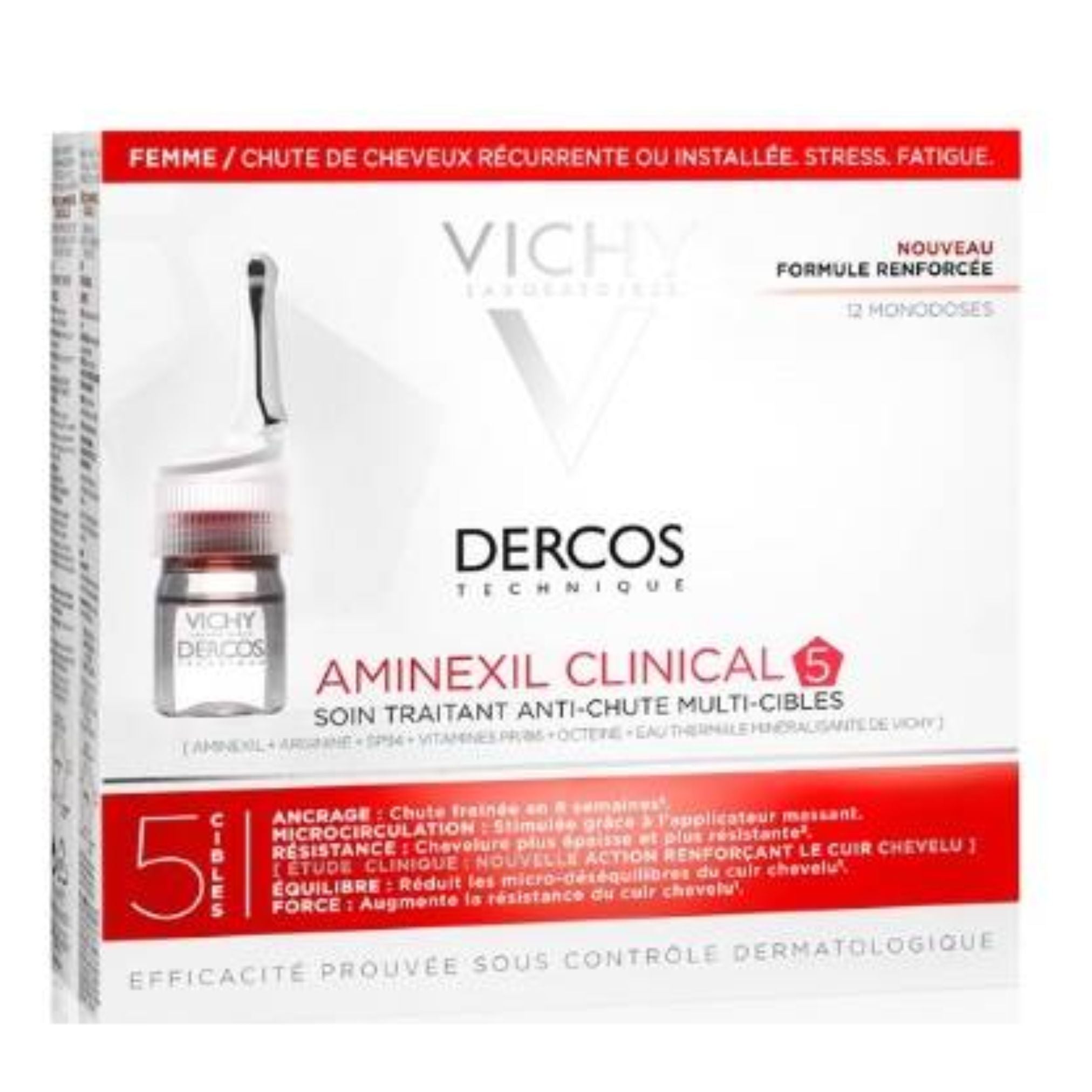 Vichy Dercos Technique Aminexil Clinical 5 Ampolas Mulher x12
