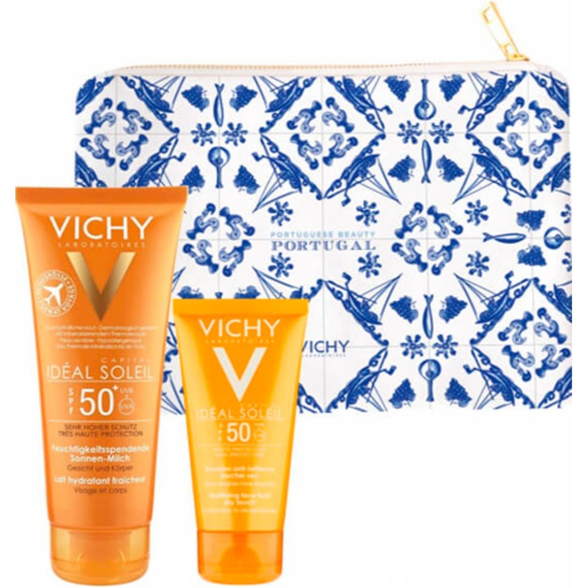 Vichy Promo Pack: Vichy Idéal Soleil Milk SPF50 100ml + Vichy Idéal Soleil Mattifying Face Fluid Dry Touch SPF50 50ml 50ml + Travel Pouch