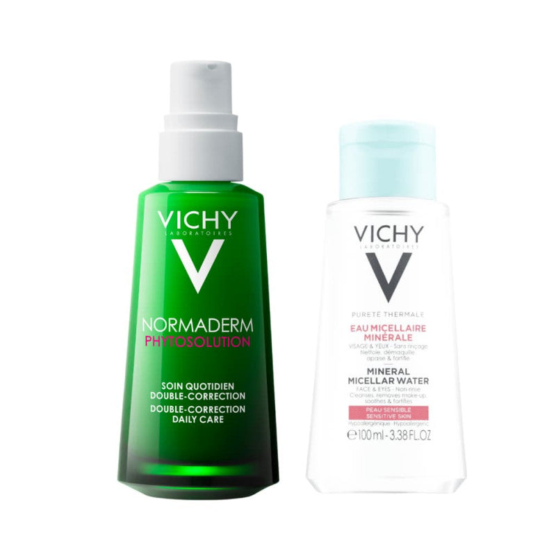 Vichy Normaderm Phytosolution Cuidado diário dupla ação 50ml-Oferta Pureté Thermale Água micelar pele sensível 100 ml