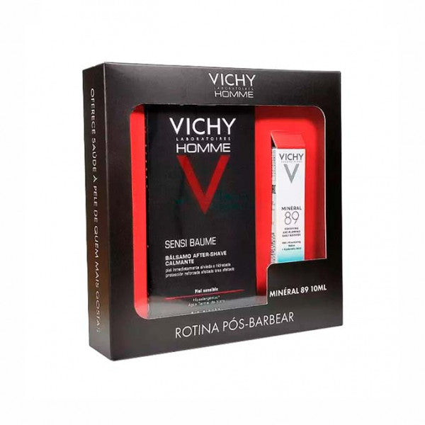 Vichy Homme Coffret Sensi Baume Soothing After-Shave Balm 75ml with Offer Mineral 89 Fortifying Concentrate 10ml