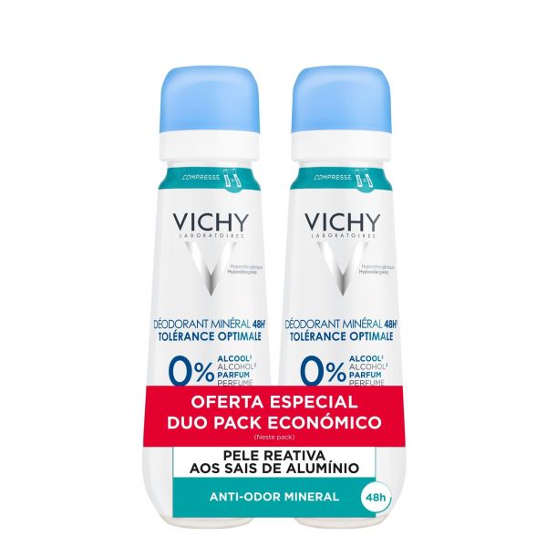 Vichy 48HR Mineral Deodorant Optimal Tolerance Spray 2x100ml