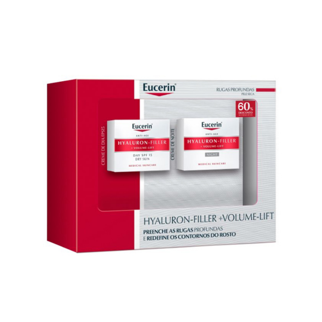 Eucerin Hyaluron-Filler Volume-Lift Coffret Creme de Noite 50ml + Creme de Dia para Pele Seca 50ml