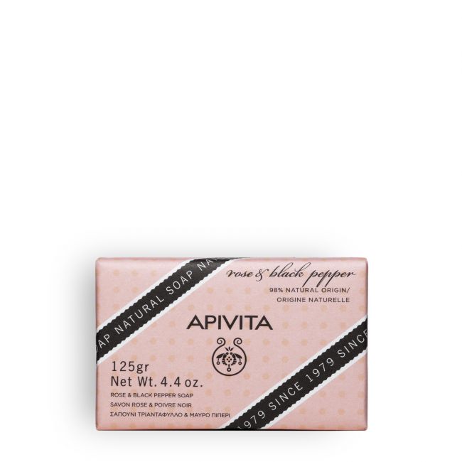Apivita Natural Soap with Rose & Black Pepper 125g
