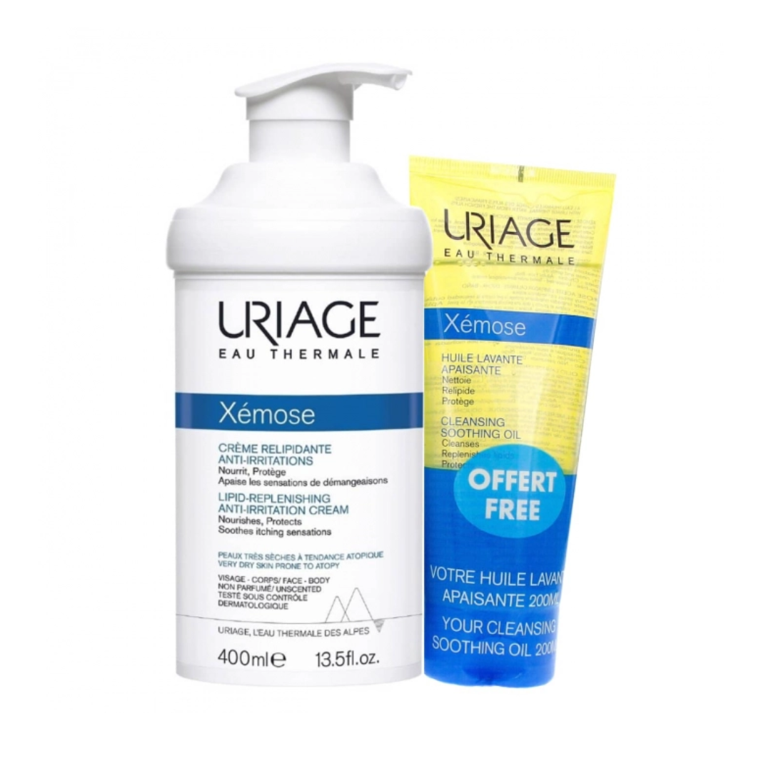 Uriage Xémose Lipid-Replenishing Anti-Irritation Cream 400ml + Uriage Xémose Cleansing Soothing Oil 200ml