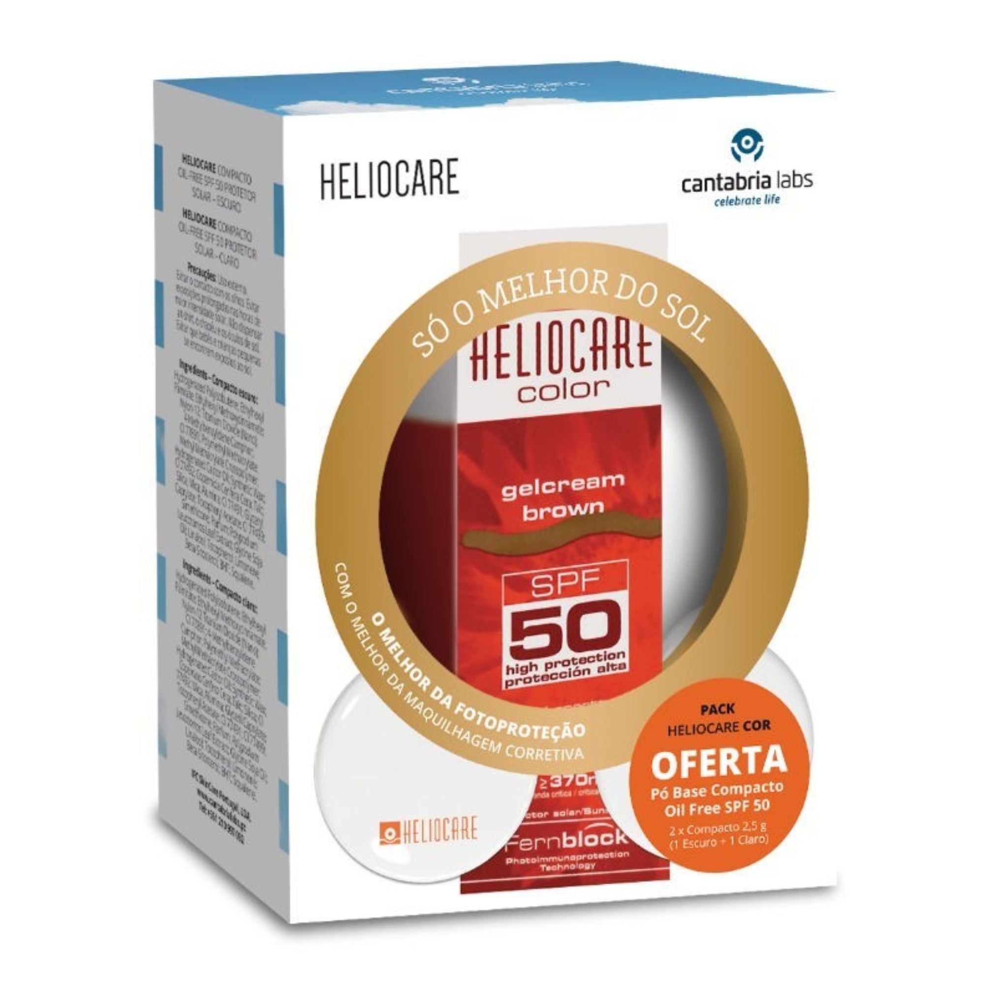 Heliocare Promo Pack: Heliocare Color Gel-Cream Brown SPF50 50ml + Heliocare Color Oil-Free Compact SPF50+ Light &amp; Brown 2x2,5g